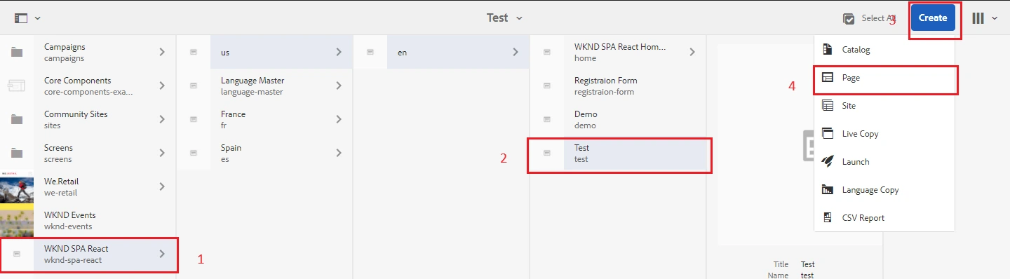 Creating AEM Page